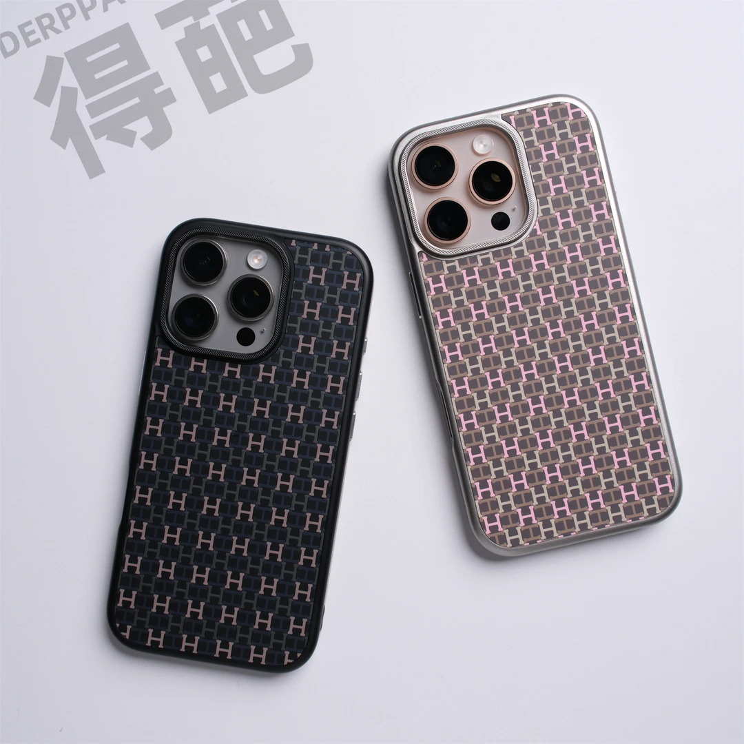 得葩复古个性H纹苹果16promax磁吸手机壳iphone15时尚防摔14/13
