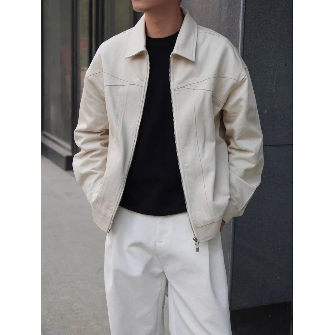 AX-2025春季新款莱塞尔色织牛仔外套男士宽松百搭休闲美式夹克