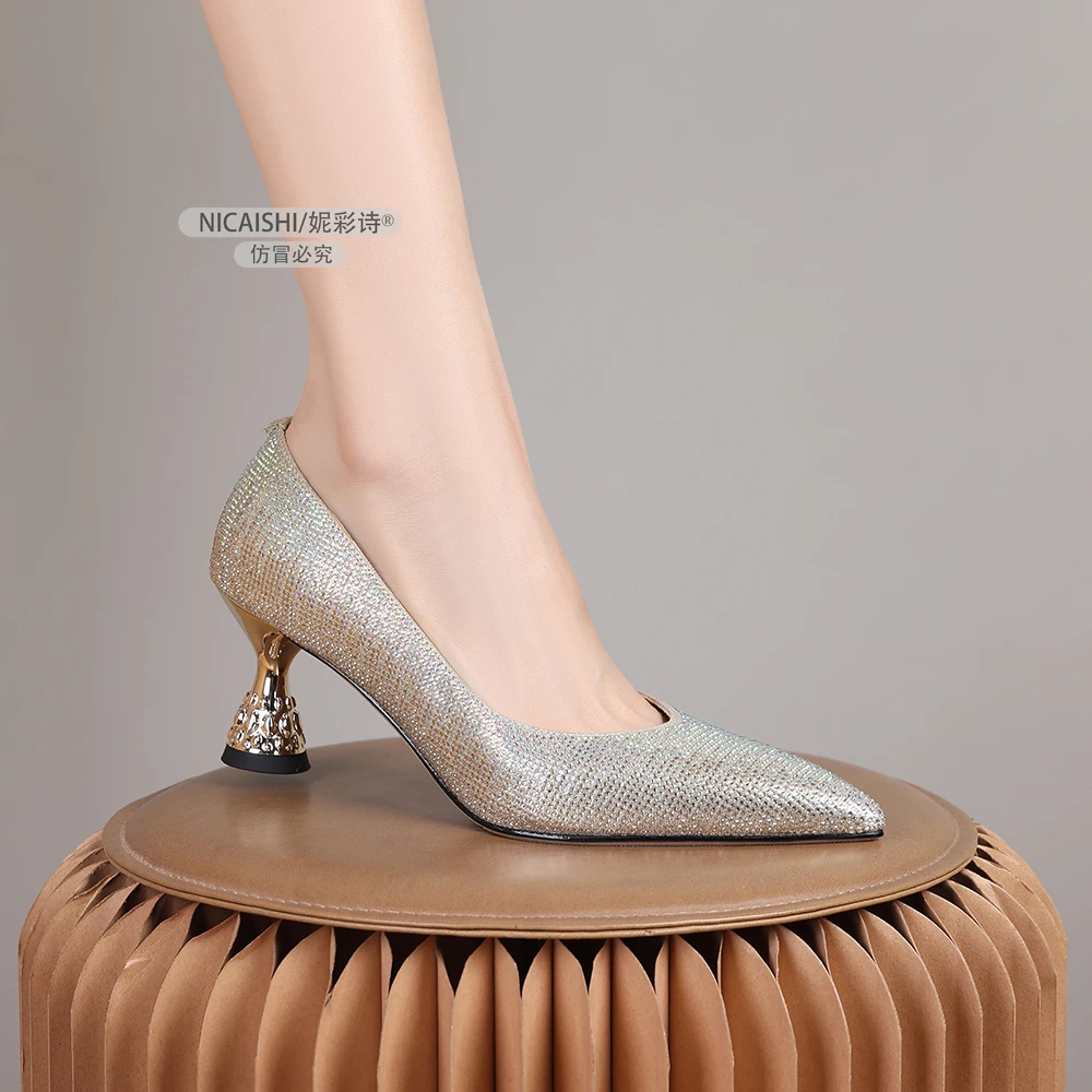 2025年新款法式小众设计高级感尖头中跟气质名媛时尚浅口单鞋2817