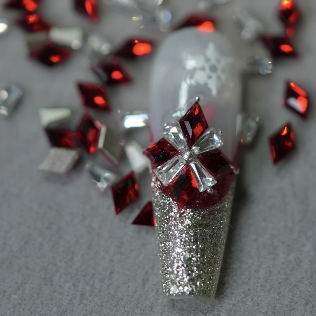 迷你石榴红菱形平底钻3*5型号红色新年红异形钻超闪大红经典菱形