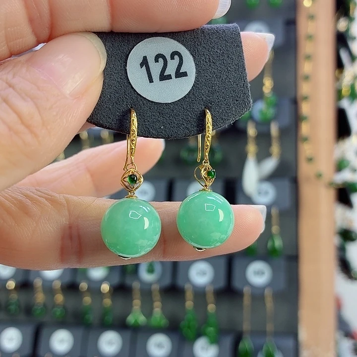 翡翠18K金镶嵌耳饰