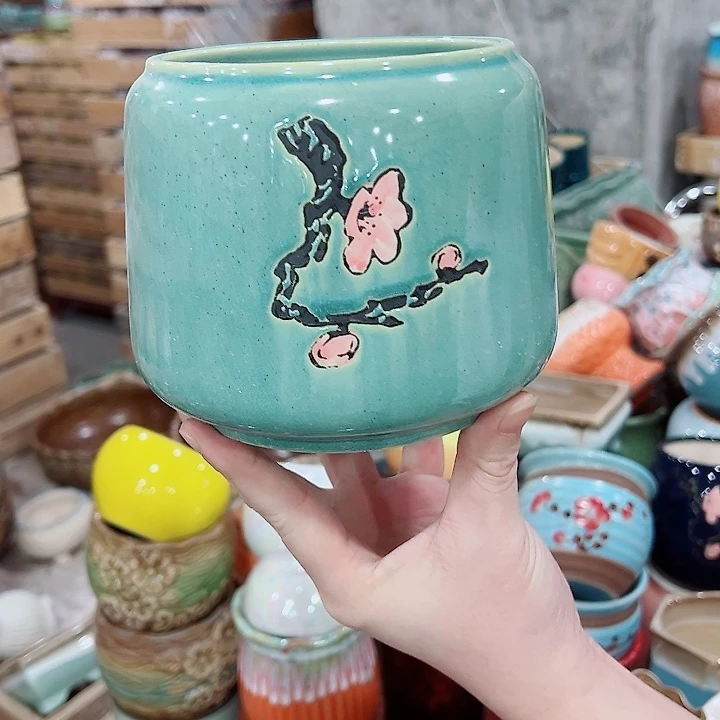 有孔，凑单福利满10元发货陶瓷多肉花盆！