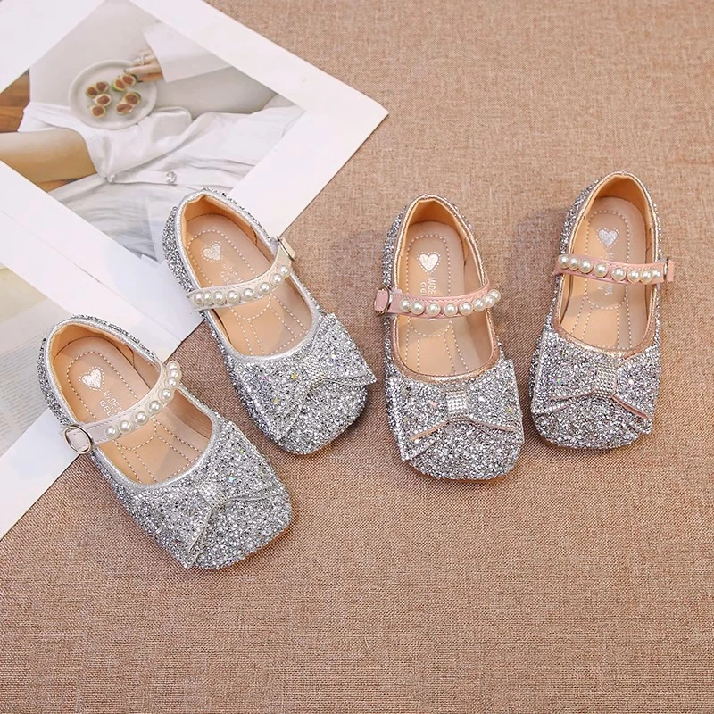 ABC女童公主鞋2025新款小女孩水晶鞋配礼服皮鞋软底单鞋演出鞋子