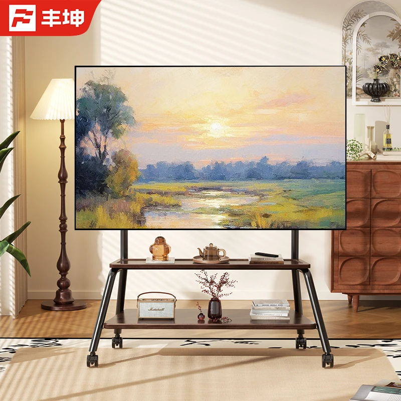 电视机可移动艺术支架落地式带滑轮推车55/65/70/75英寸通用挂架