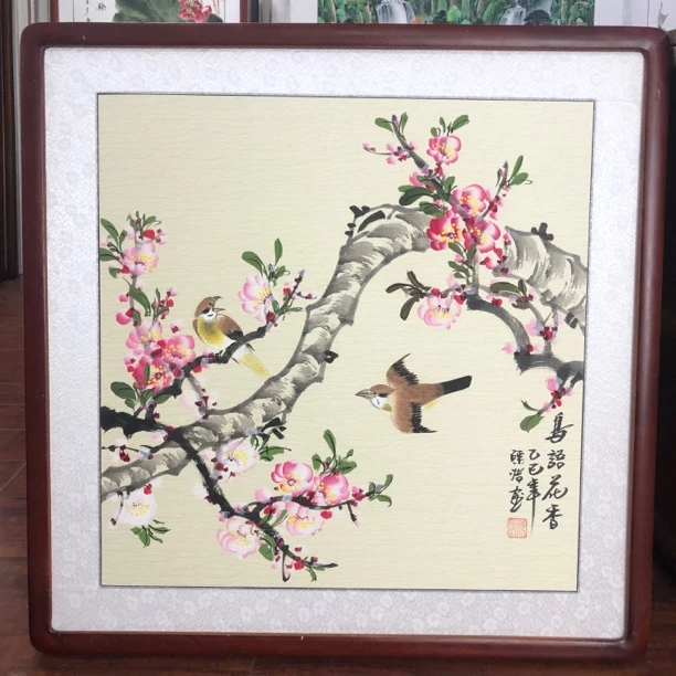 【手绘国画】带框发货花鸟语花香斗方餐厅客厅玄关书房茶室中国画