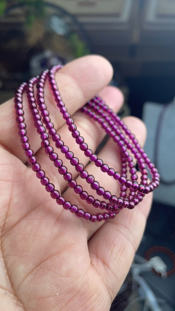 天然紫牙乌石榴石3毫米四圈小米珠