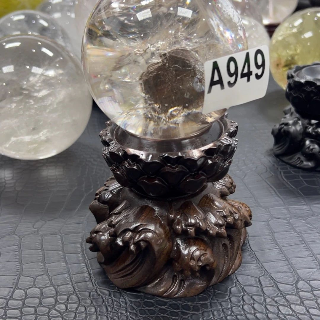灼***华石材天然白水晶球9.5