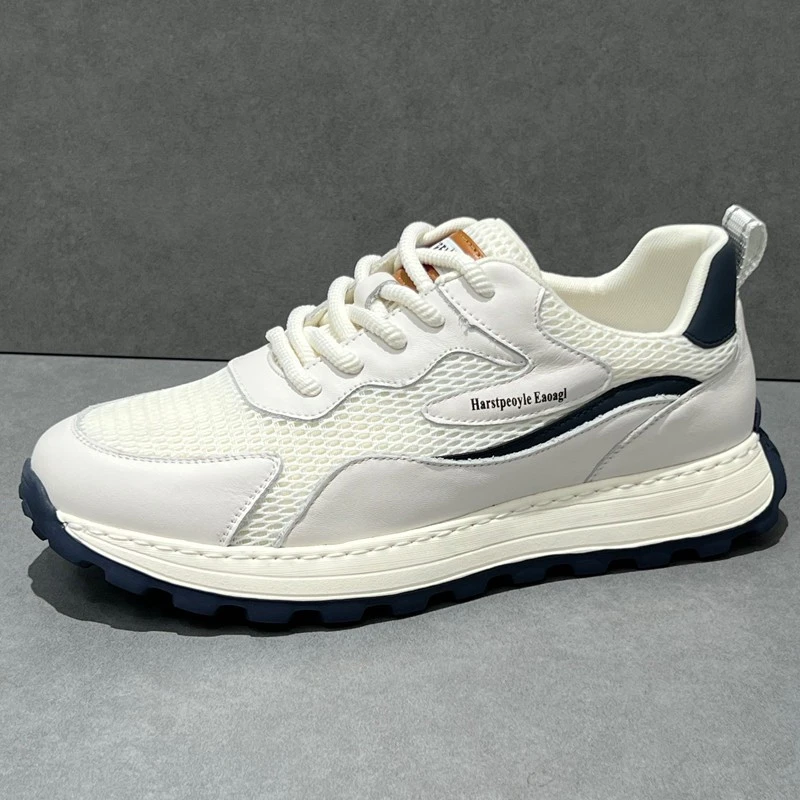 网面运动鞋男透气轻薄真皮男鞋2025夏季新款休闲鞋男士旅游跑步鞋