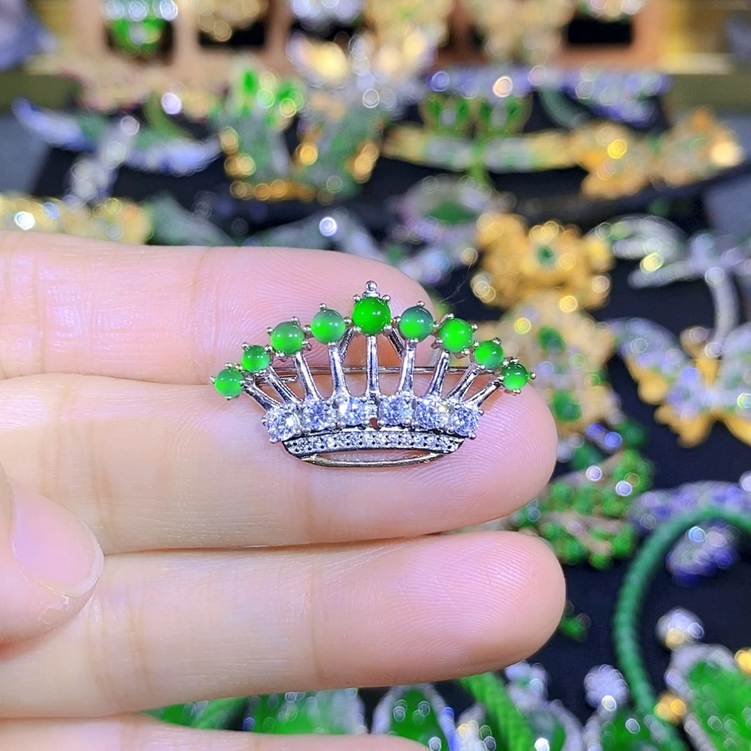 吊坠(不含链)银S925镶嵌翡翠