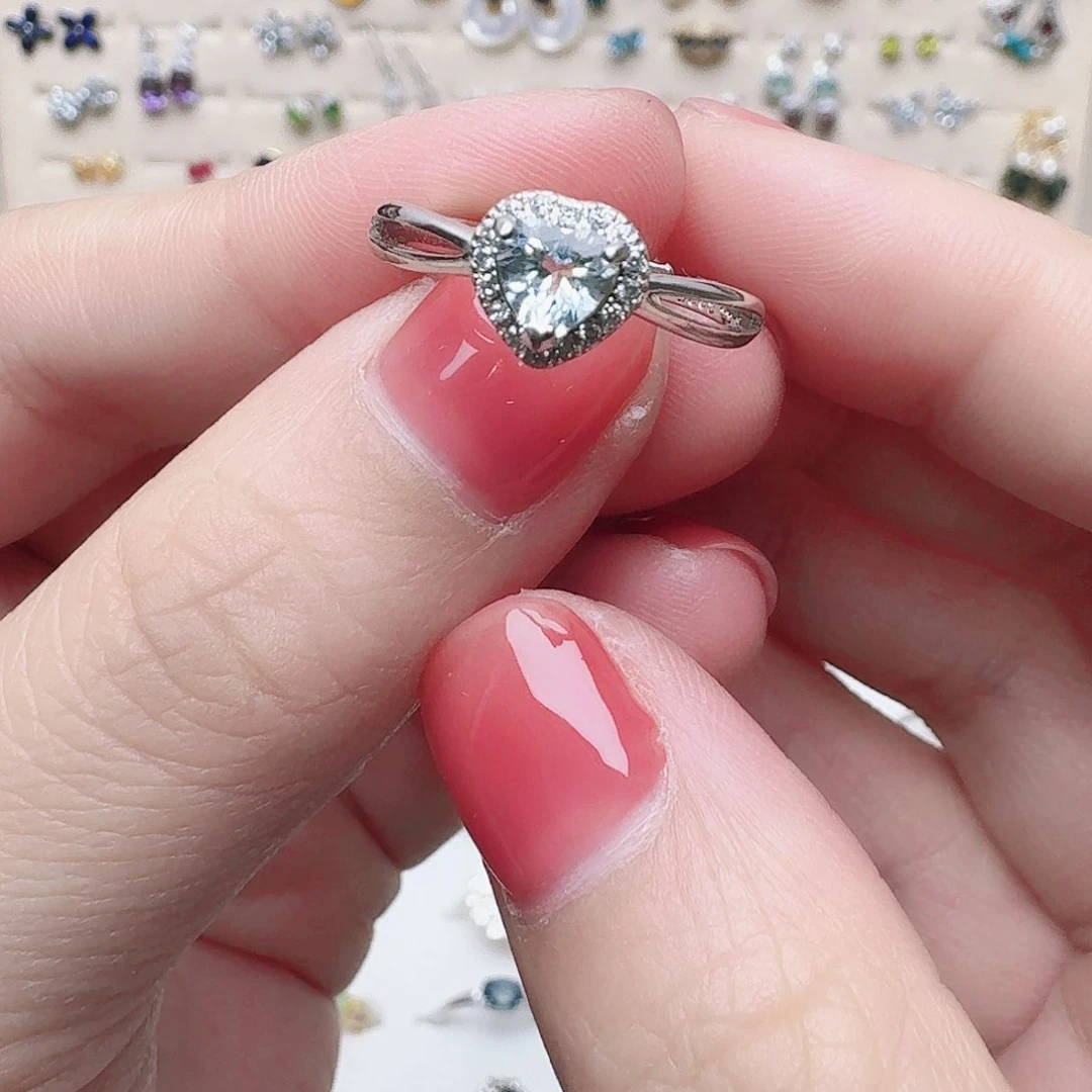 海蓝宝石戒圈银S925镶嵌