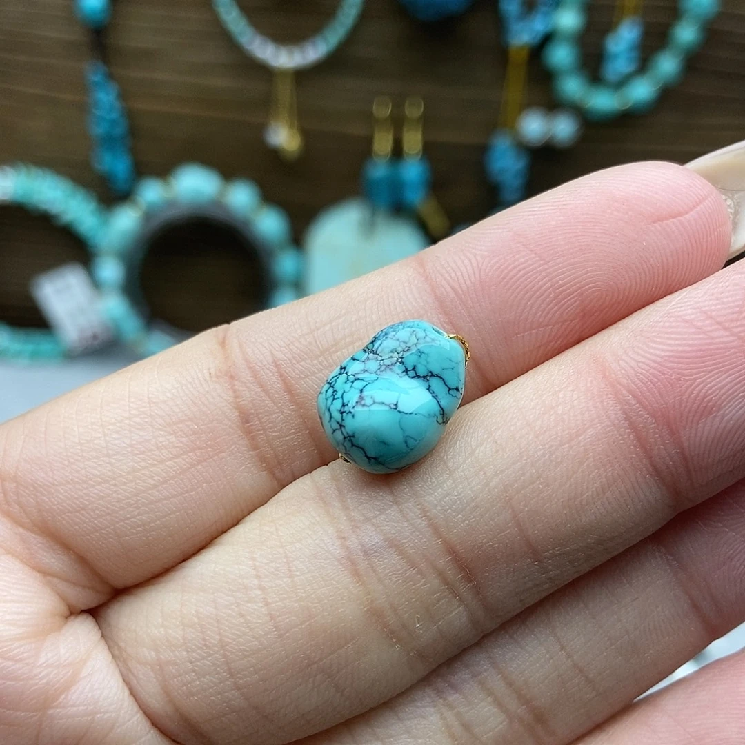 绿松石未镶嵌水草纹糖豆