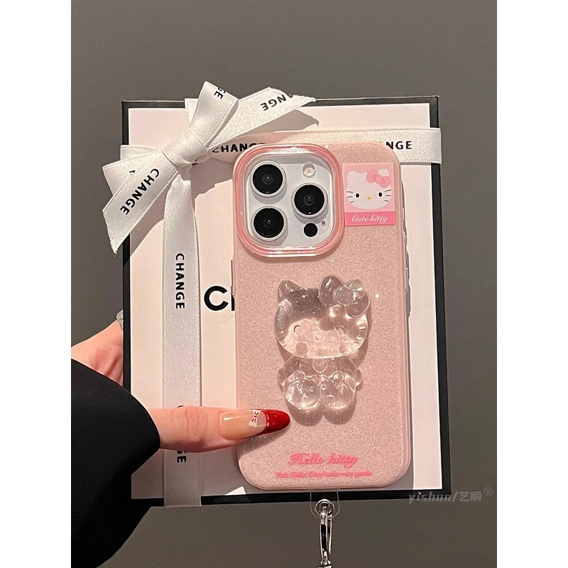 立体水晶kt猫适用苹果16promax手机壳高级感iphone15promax保护壳