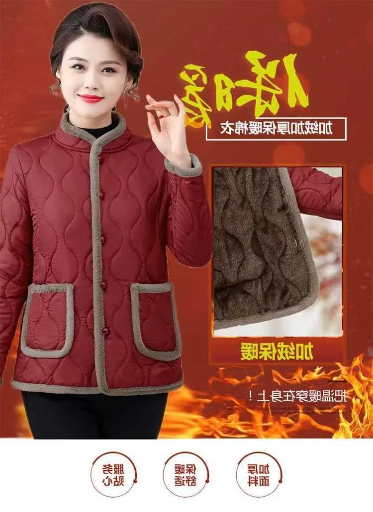 保暖长袖厚款棉服冬季妈妈装棉衣老年人温暖棉衣老人气质加绒