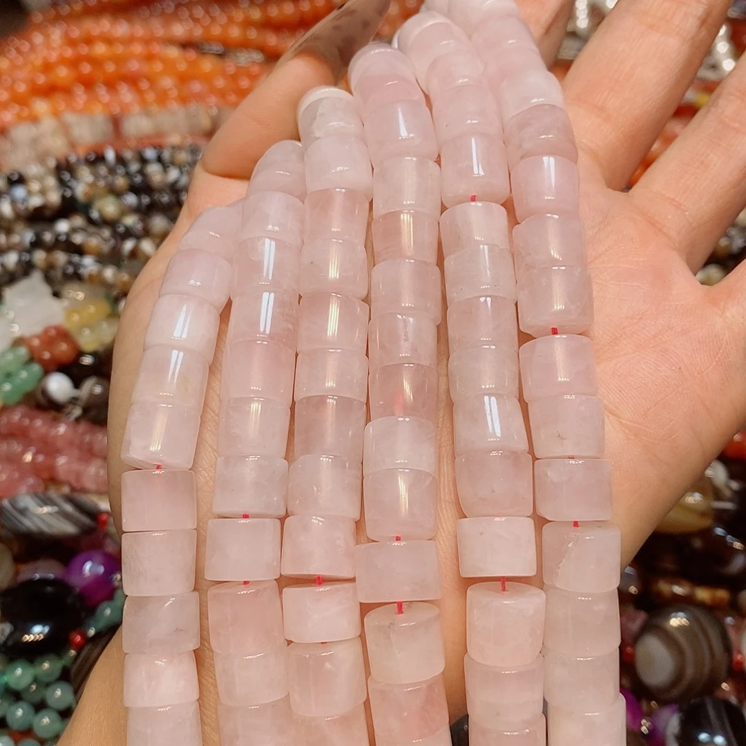 玛瑙/玉髓散珠粉晶剁珠一条10m