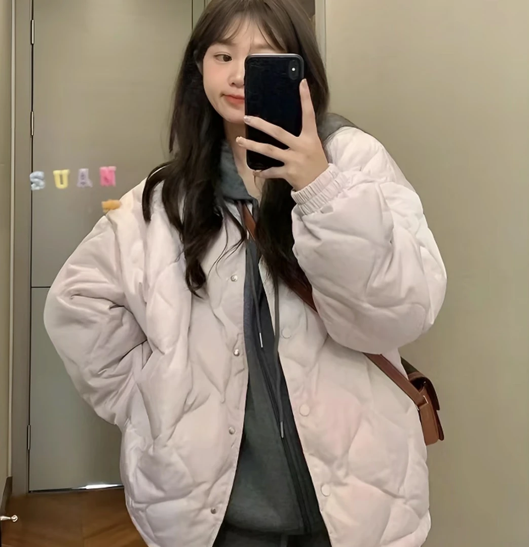 2025季新款菱格棉衣棉服女宽松小个子棉袄韩版超好看学生夹棉外套