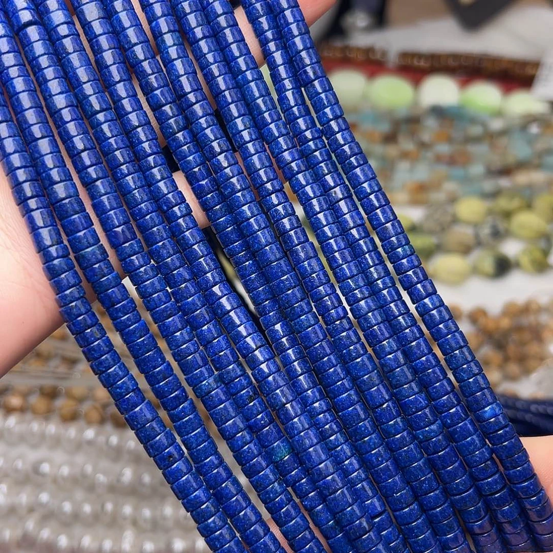 玛瑙/玉髓合金珠宝半成品Y262 6mm天然青金石隔片一条