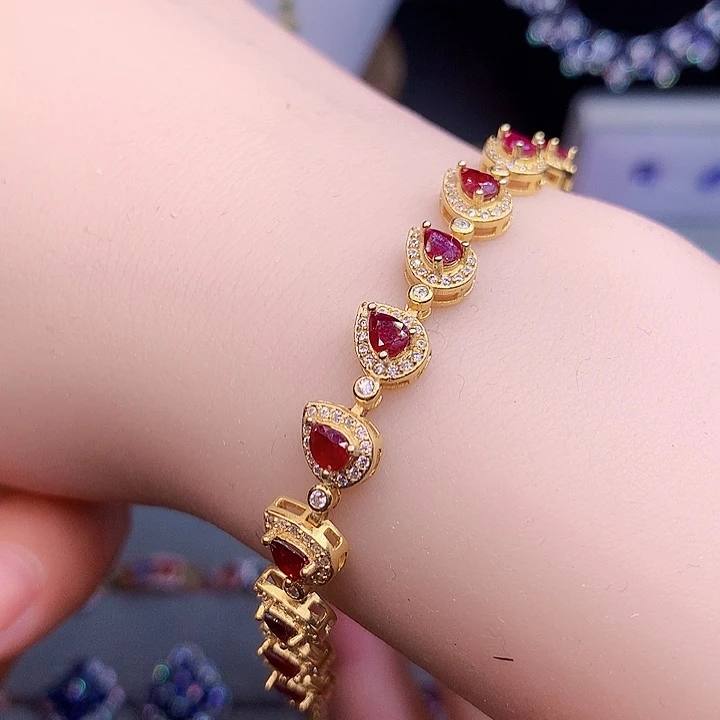 红宝石手链银S925镶嵌