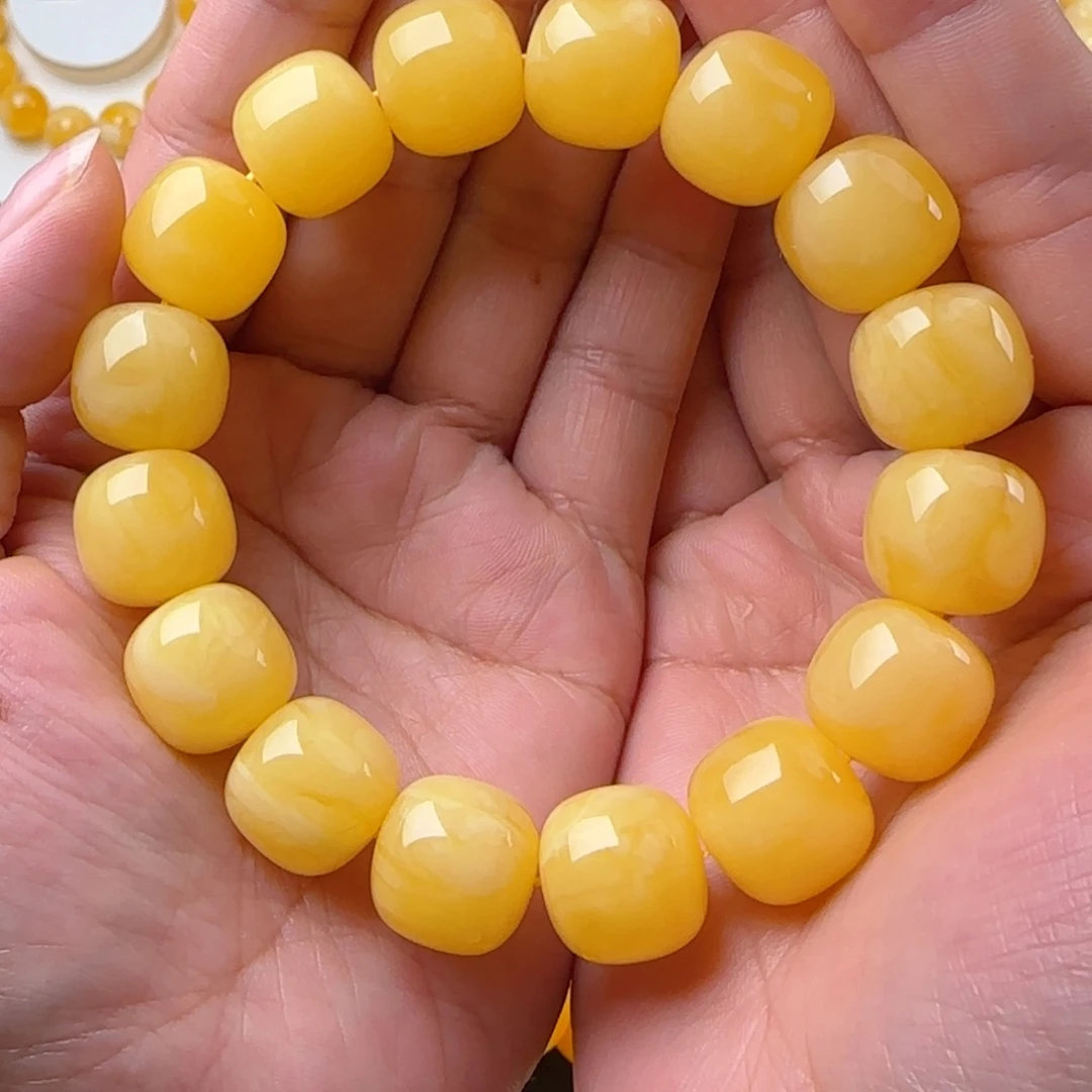 琥珀未镶嵌手链焦皮浓蜡同料15