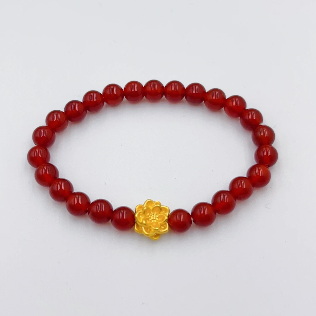 【送妈妈推荐】足金999两世欢转运珠莲花手串珠串黄金手链母亲节