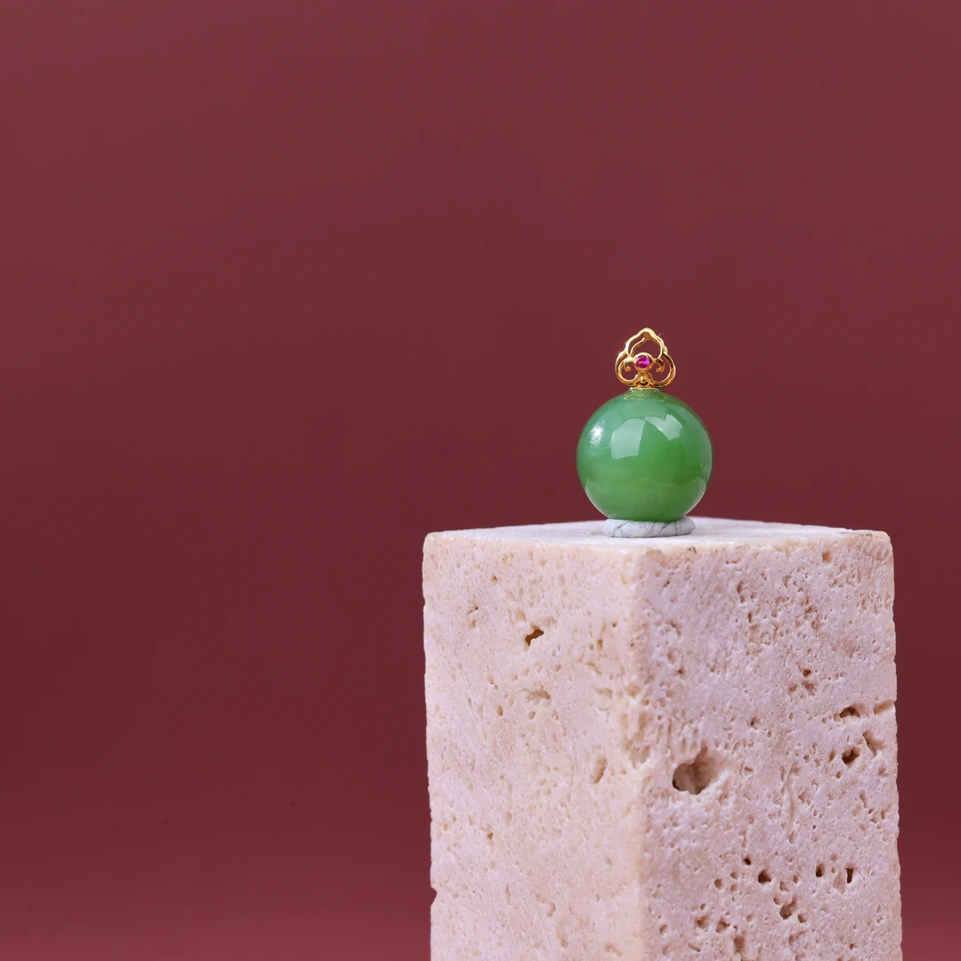 【央博玉】18K和田玉猫眼圆珠吊坠-YB94920084-多样性发一|BHT5