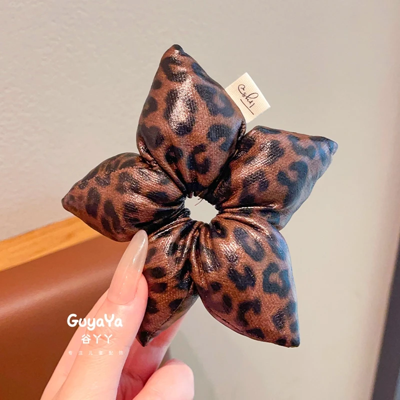 儿童五角形皮质星星肠圈发饰女童扎发马尾头饰宝宝新款不伤发头绳