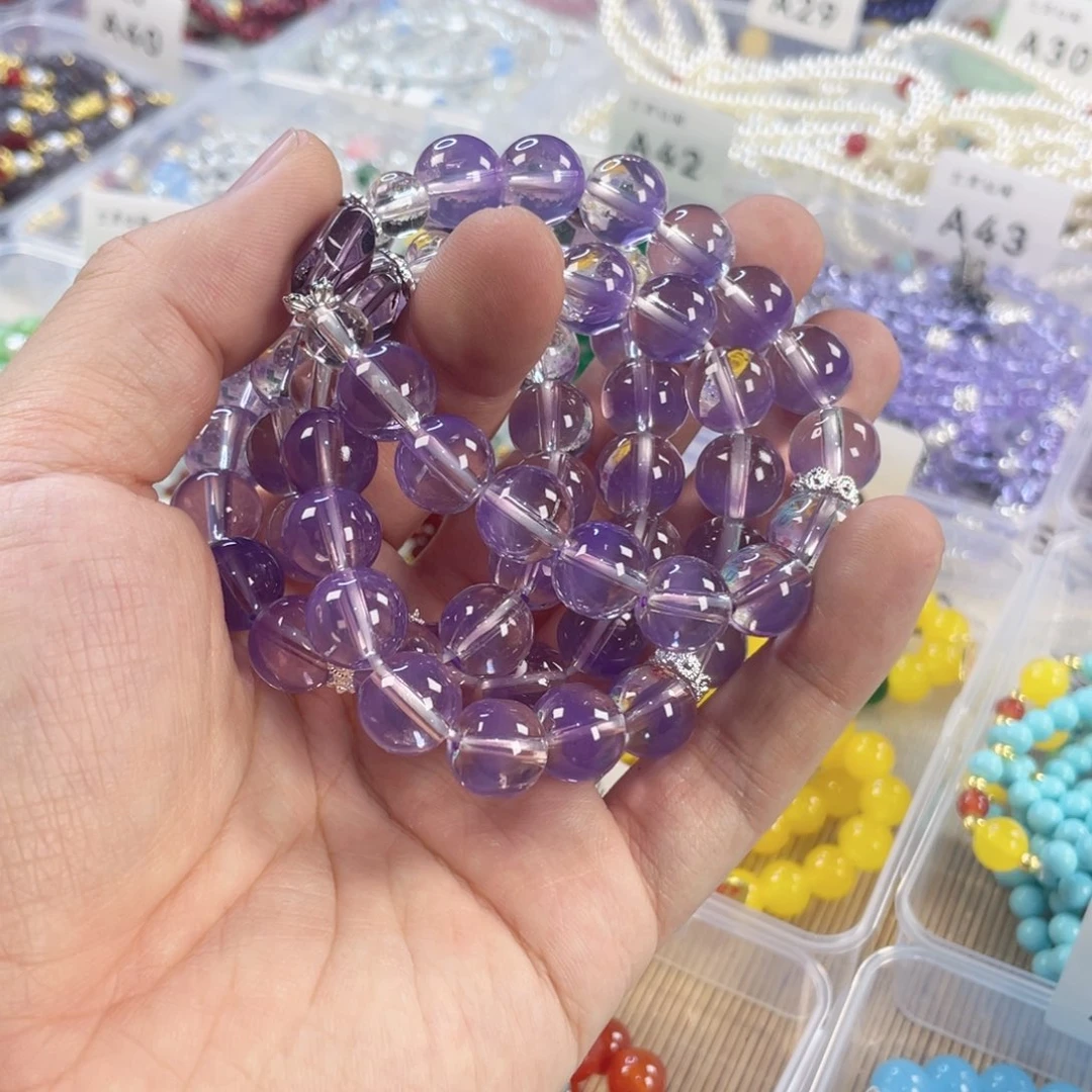 檀香紫檀（小叶紫檀）手串银S925镀金镶嵌