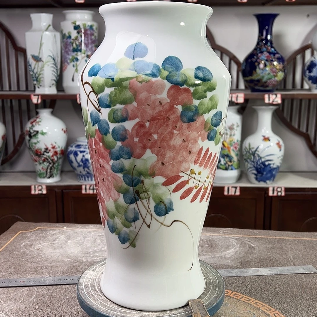 摆件陶景德镇陶瓷大鱼红紫