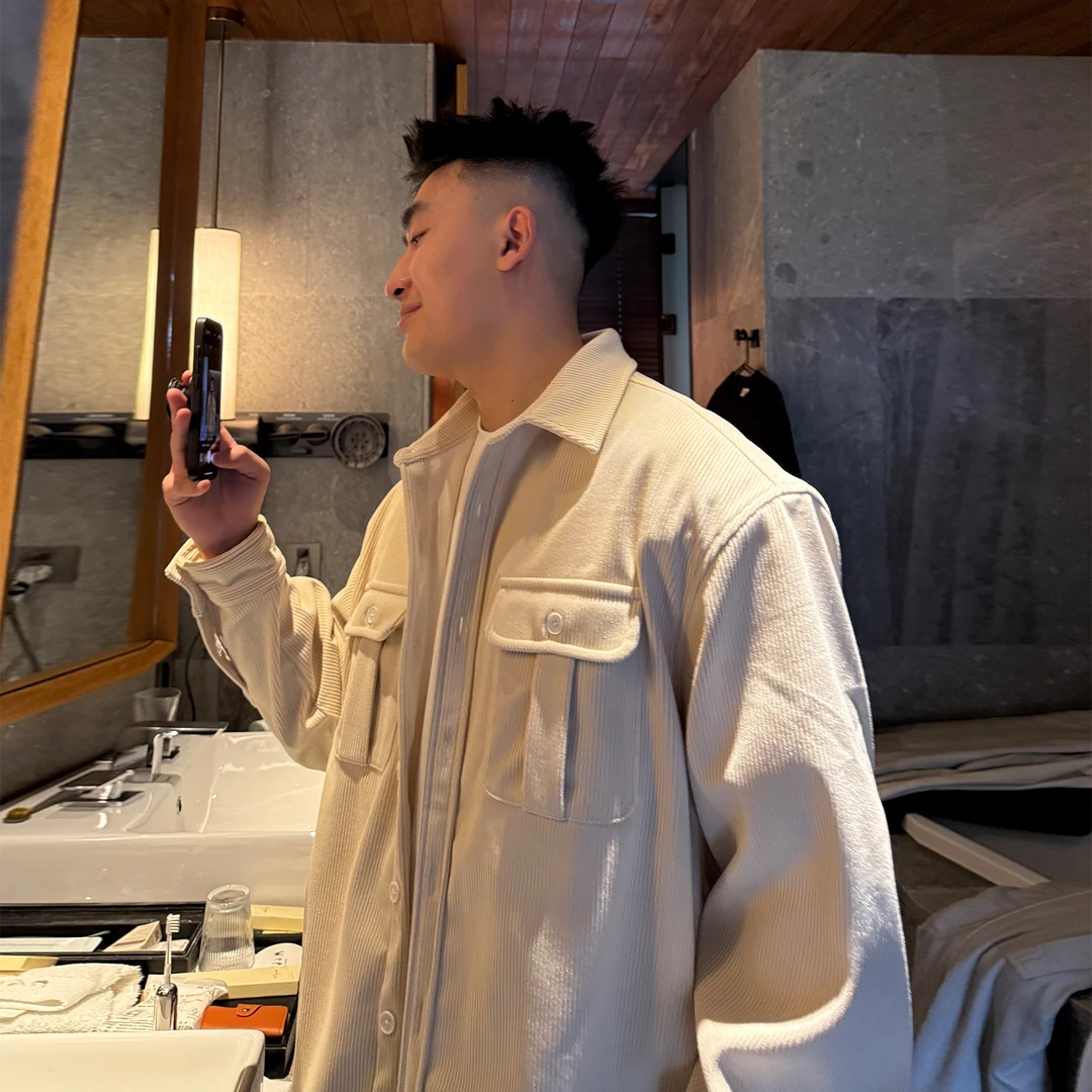 SANBAI叁佰【榻榻米】2025美式复古宽松重磅灯芯绒衬衫外套春秋款