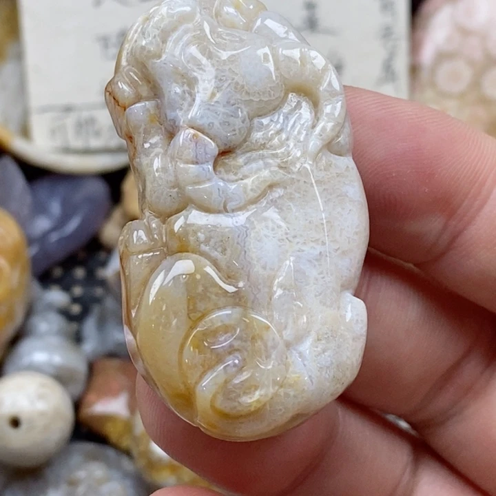 颈饰未镶嵌硅化珊瑚（珊瑚玉）