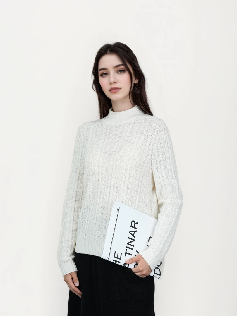 T【100澳洲美利奴全羊毛】无缝工艺提花羊毛衫毛衣 H7741 女装 F123