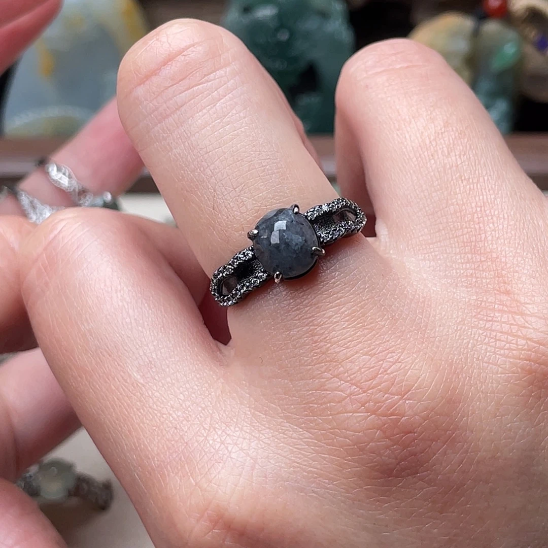 翡翠银S925镶嵌戒指戒指