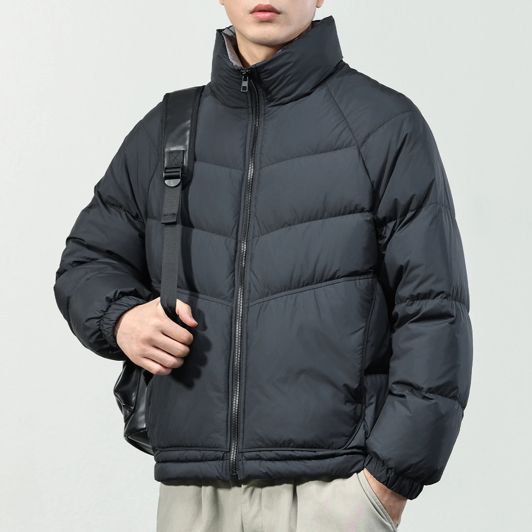 HAOZHI2025冬季90白鸭绒羽绒服男士户外宽松立领棉服加厚保暖外套