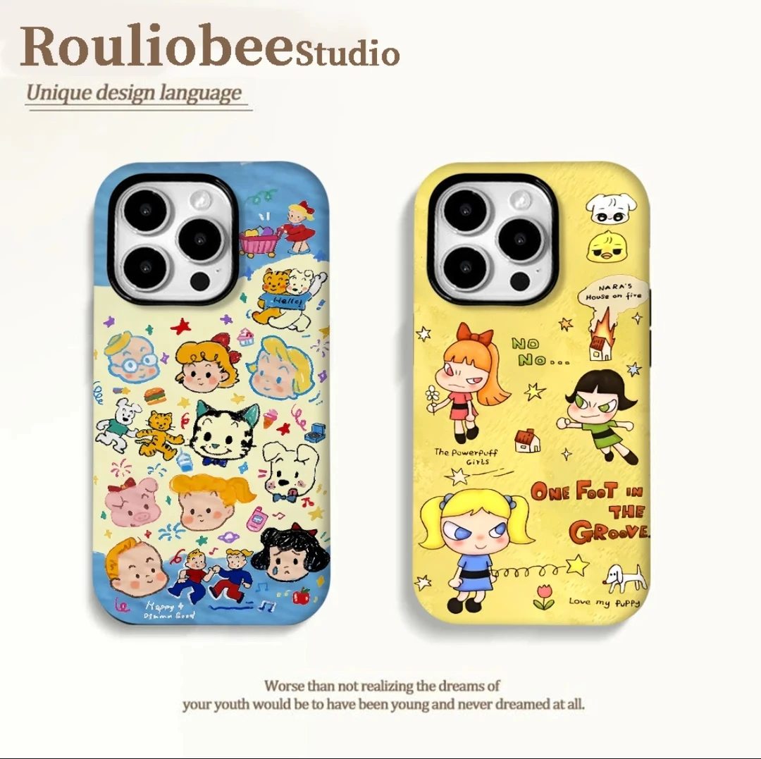 蓝原田治奈良美智小女警适用苹果16菲林手机壳华为vivo小米15oppo