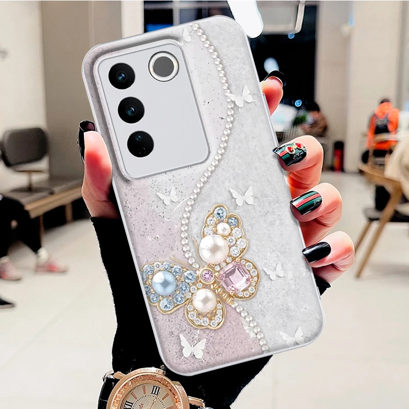 适用vivos16水凝壳s16pro手机壳钻石蝴蝶简约时尚新款防摔保护套