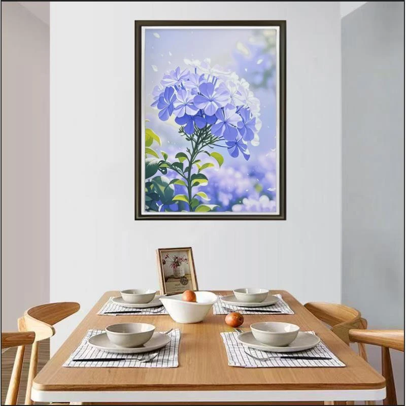 Y143紫色薰衣草时尚餐厅客厅床头轻奢挂画装裱实物鎏金画装饰画