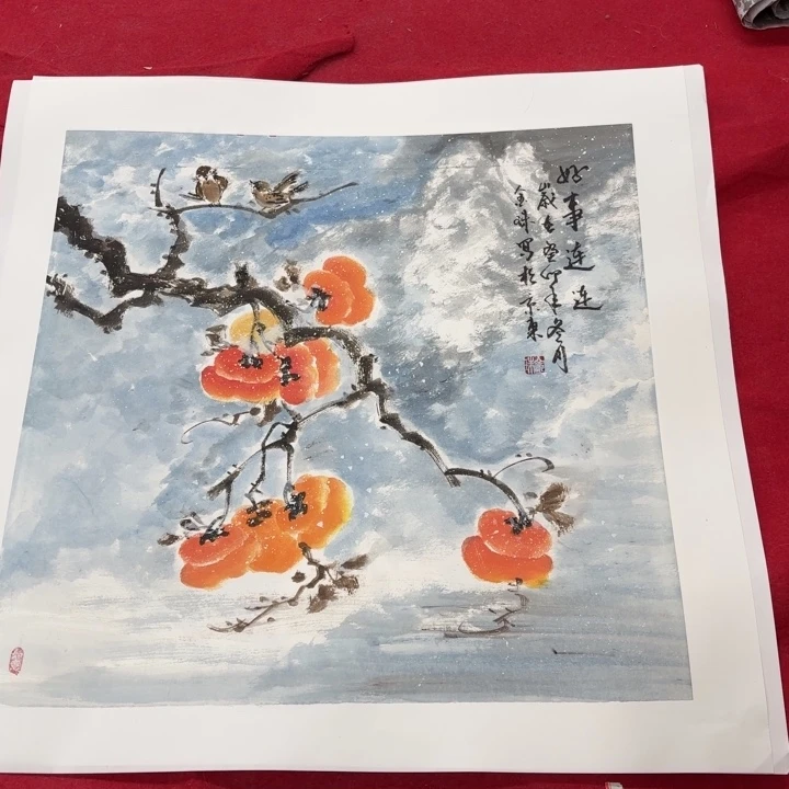 国画花鸟等图案为一体而