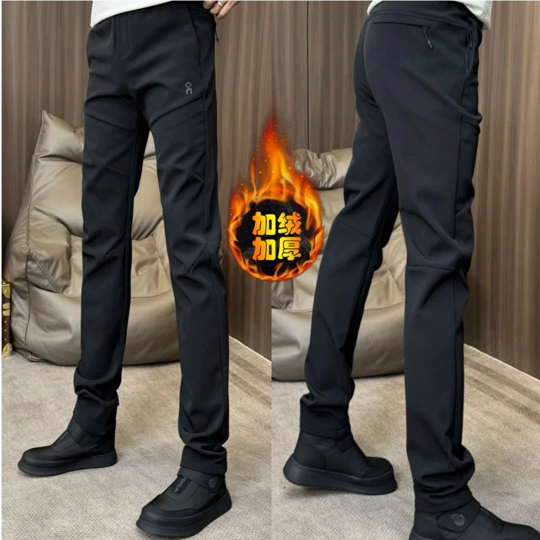 商务男士西装裤秋冬新款加绒加厚小直筒休闲裤子潮流简约欧货长裤