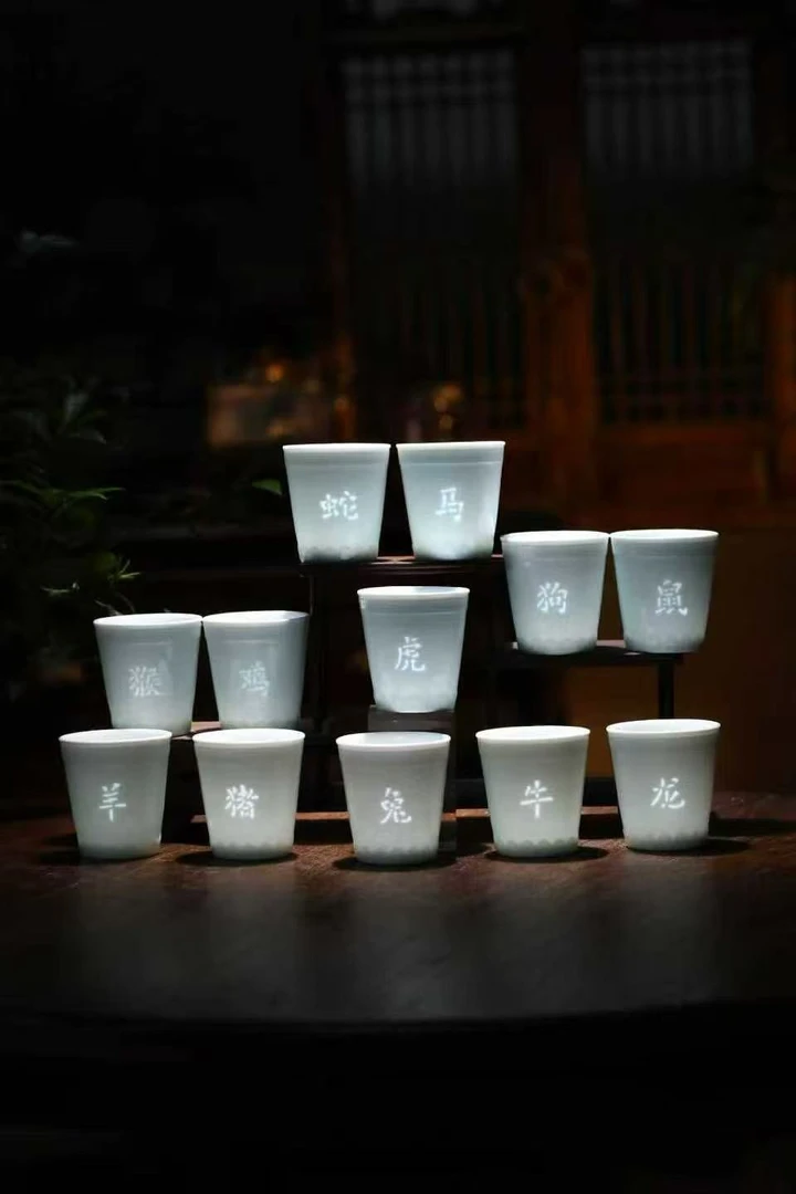 景德镇十二生肖主人杯可乐杯玲珑瓷家用陶瓷中式
