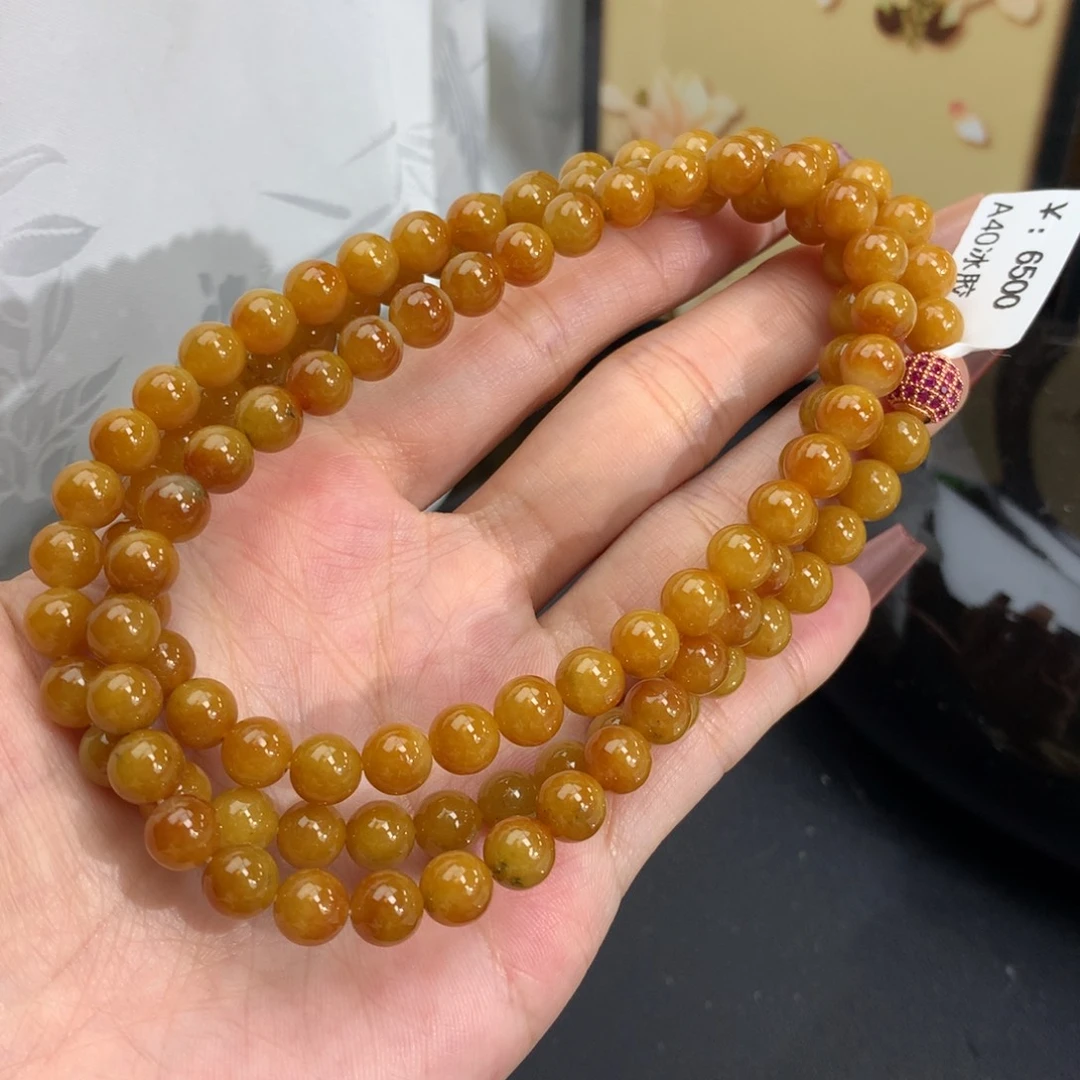 翡翠手链未镶嵌卡6.8胶润橘红项链