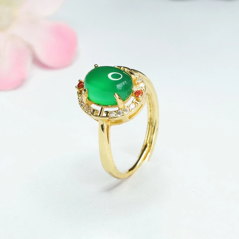 【赵公子专属】宫廷风大蛋面绿宝石戒指合金镶嵌