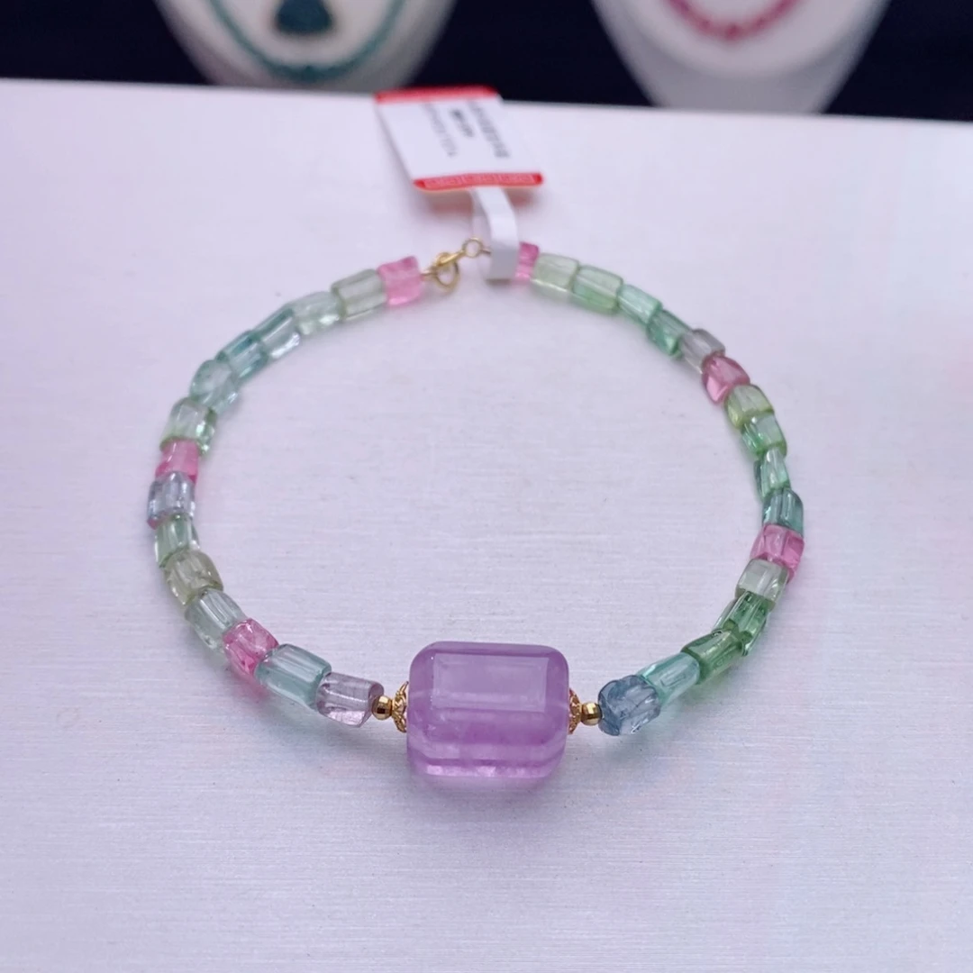 18K金镶嵌手链碧玺碧玺手链yy