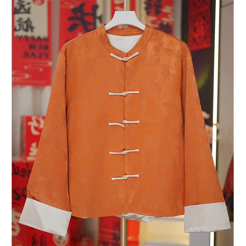 【橙心如意】新宋锦桑蚕丝女新中式上衣长袖外套