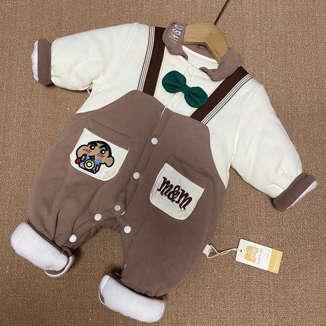 蜡笔小新刺绣爬服棉花保暖童装加厚