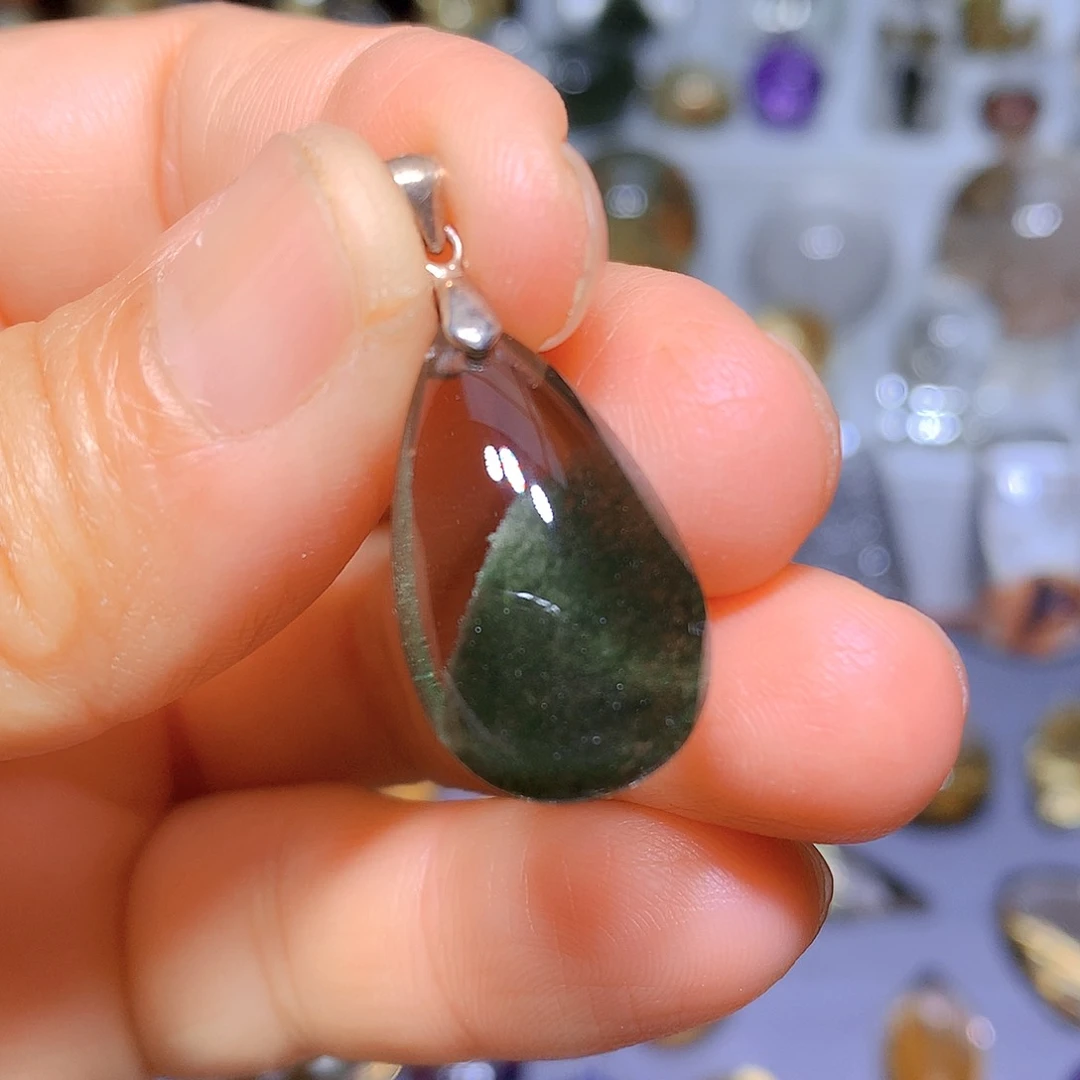 水晶吊坠银S925镶嵌天然水晶