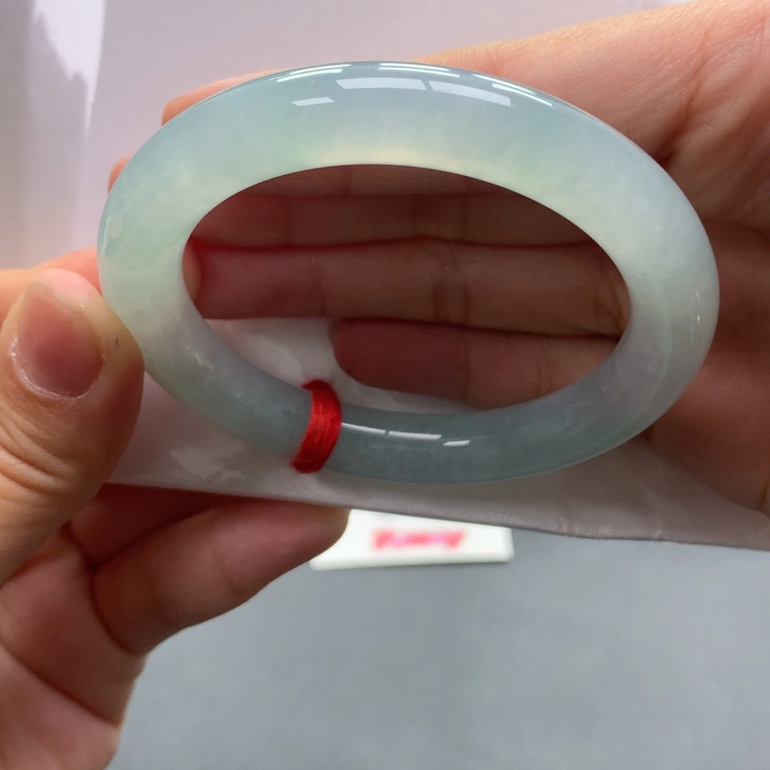 翡翠未镶嵌手镯49号52圆条冰胶晴绿