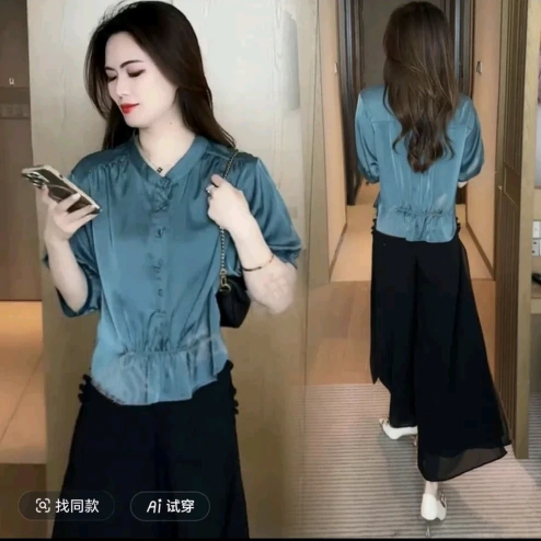 3316夏季新款洋气老钱风小衫上衣女百搭气质显瘦复古