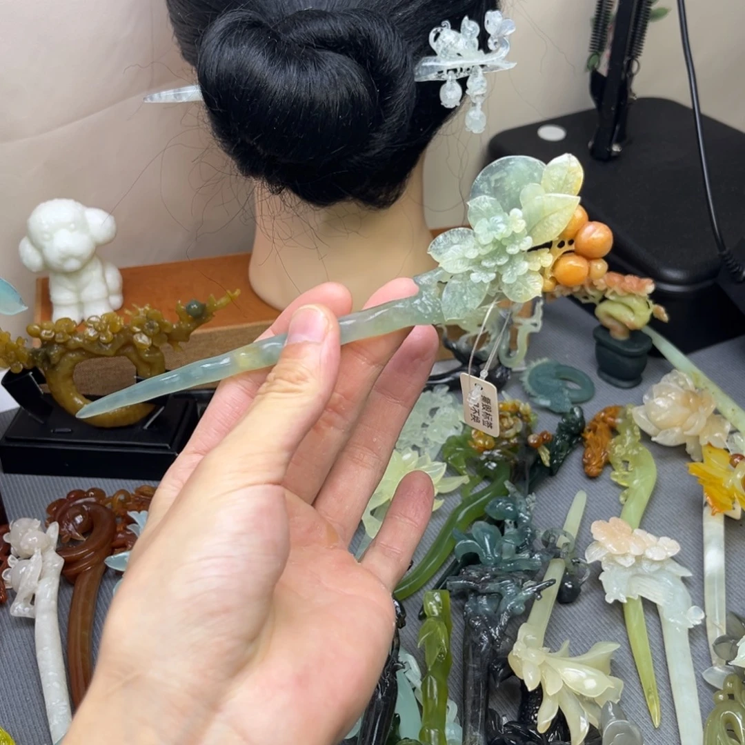 蛇纹石玉合金发饰