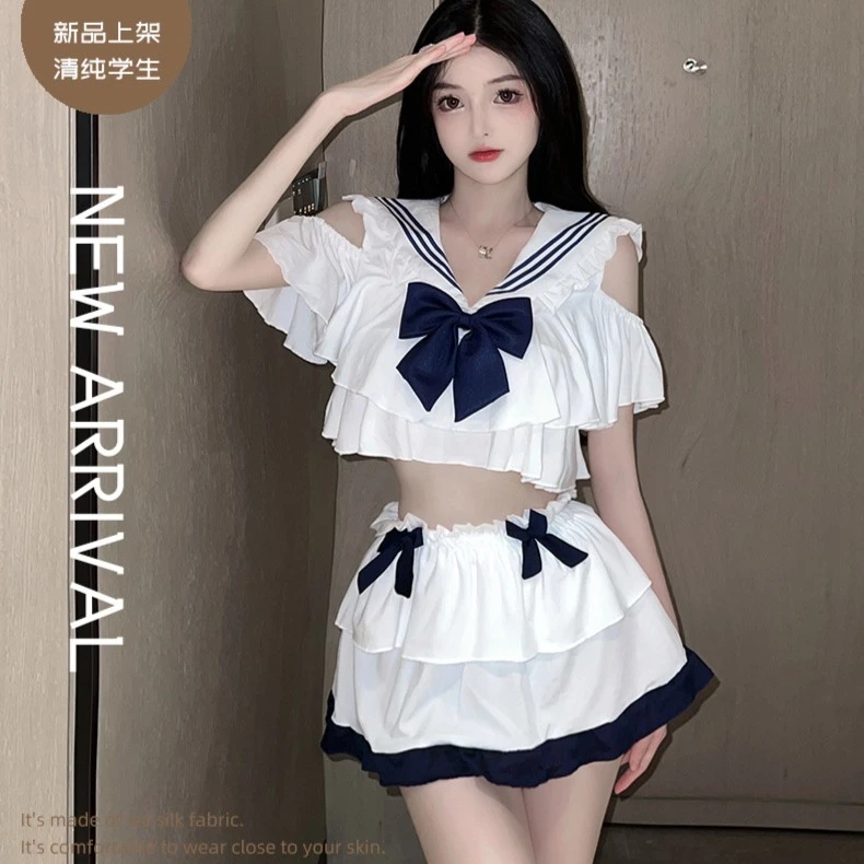 【纯情学生】百褶裙校花超短裙 性感jk制服水手服学院风 睡裙套装