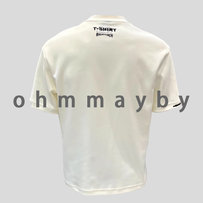 ohmmayby重磅高端复古刺绣潮牌短袖T恤男款夏季打底衫美式宽松