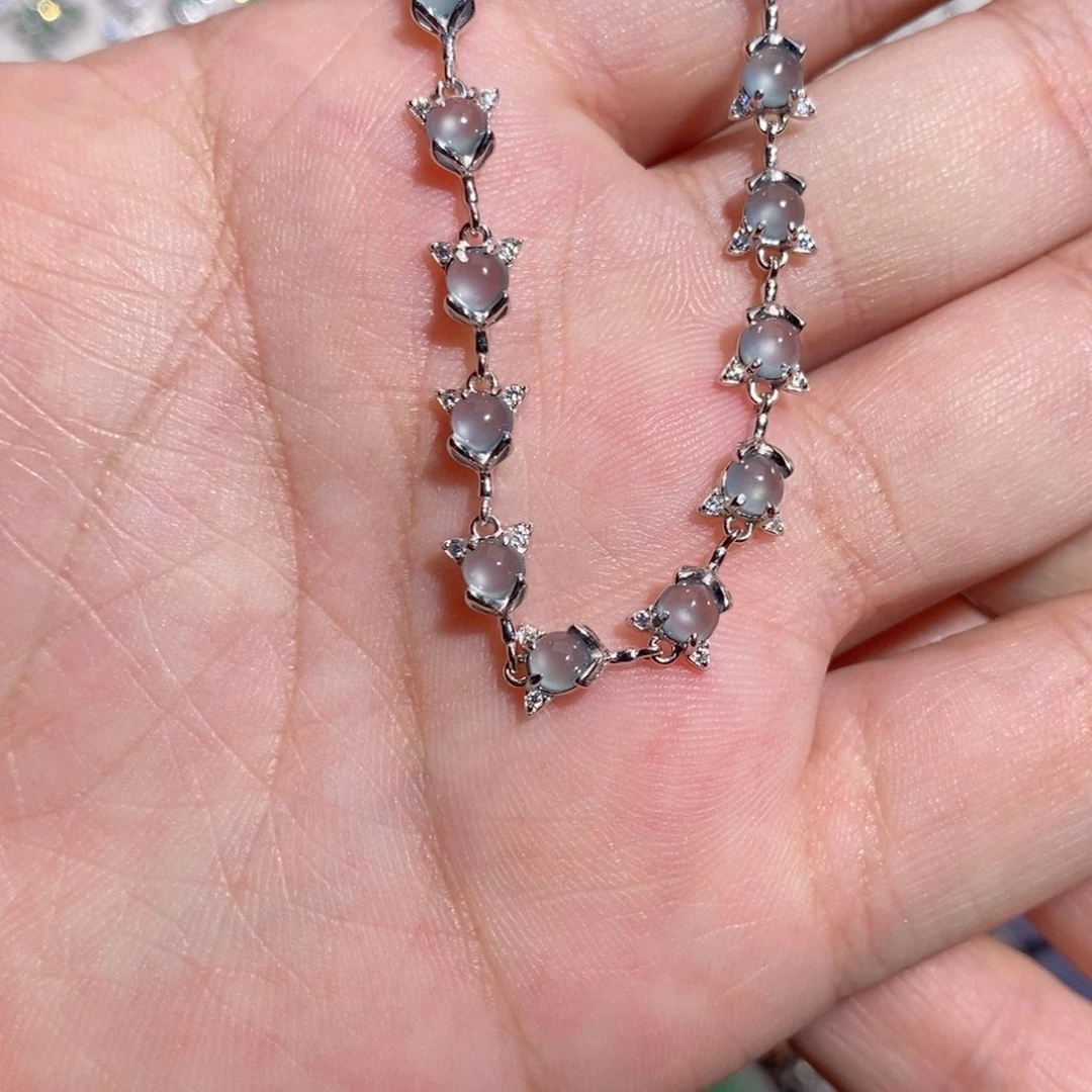 银S925镶嵌手链翡翠k k k